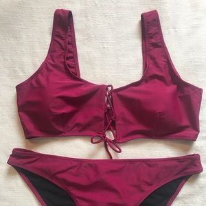 Cupshe Wine Red Bikini Set